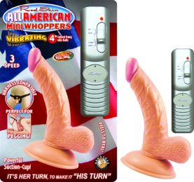 All American Mini Whoppers  Vbrating 4-Inch Curved Dong W/balls-Flesh