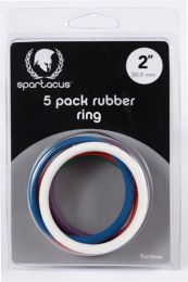 Rubber Cock Ring 5 Pack - 2 Inches - Rainbow