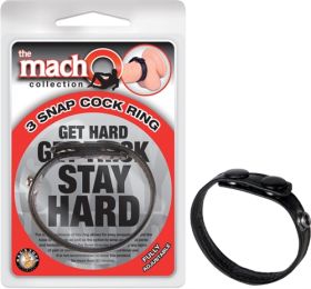 The Macho Collection 3-Snap Cock Ring - Black