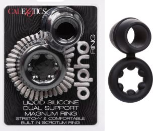 Alpha Liquid Silicone Dual Support Magnum Ring - Black