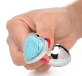 Turquoise Heart Anal Plug - Small