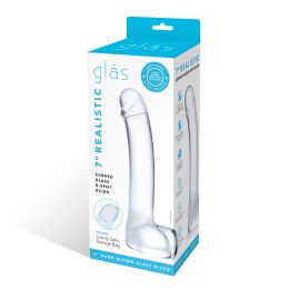 7 Inch Realistic Curved Glass G-Spot Dildo - Clear