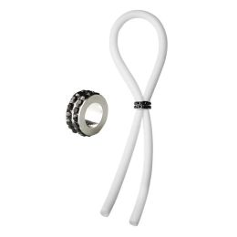 Bolo Lasso Ring Siilcone Black Gems Bead White