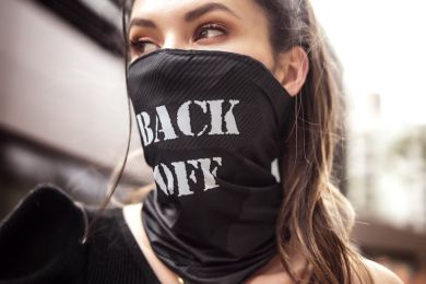 Face/ Neck Bandana - Back Off - Black Print -  One Size