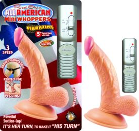 All American Mini Whoppers Vibrating 5-Inch Curved Dong With Balls-Flesh