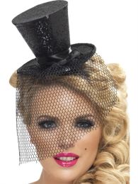 Mini Top Hat on Headband - Black